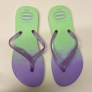 Havaianas Lime Green and Violet Flip Flops